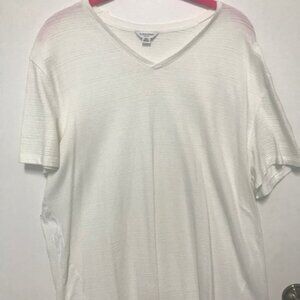 Calvin Klein Slim Fit Womens 100% Cotton White Textured V-Neck Tunic. Sz. XXL